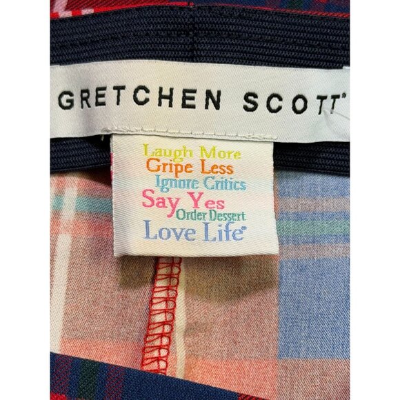 Gretchen Scott Middleton Plaid Gripeless Pull On Pants Red Size Large L - Picture 3 of 10